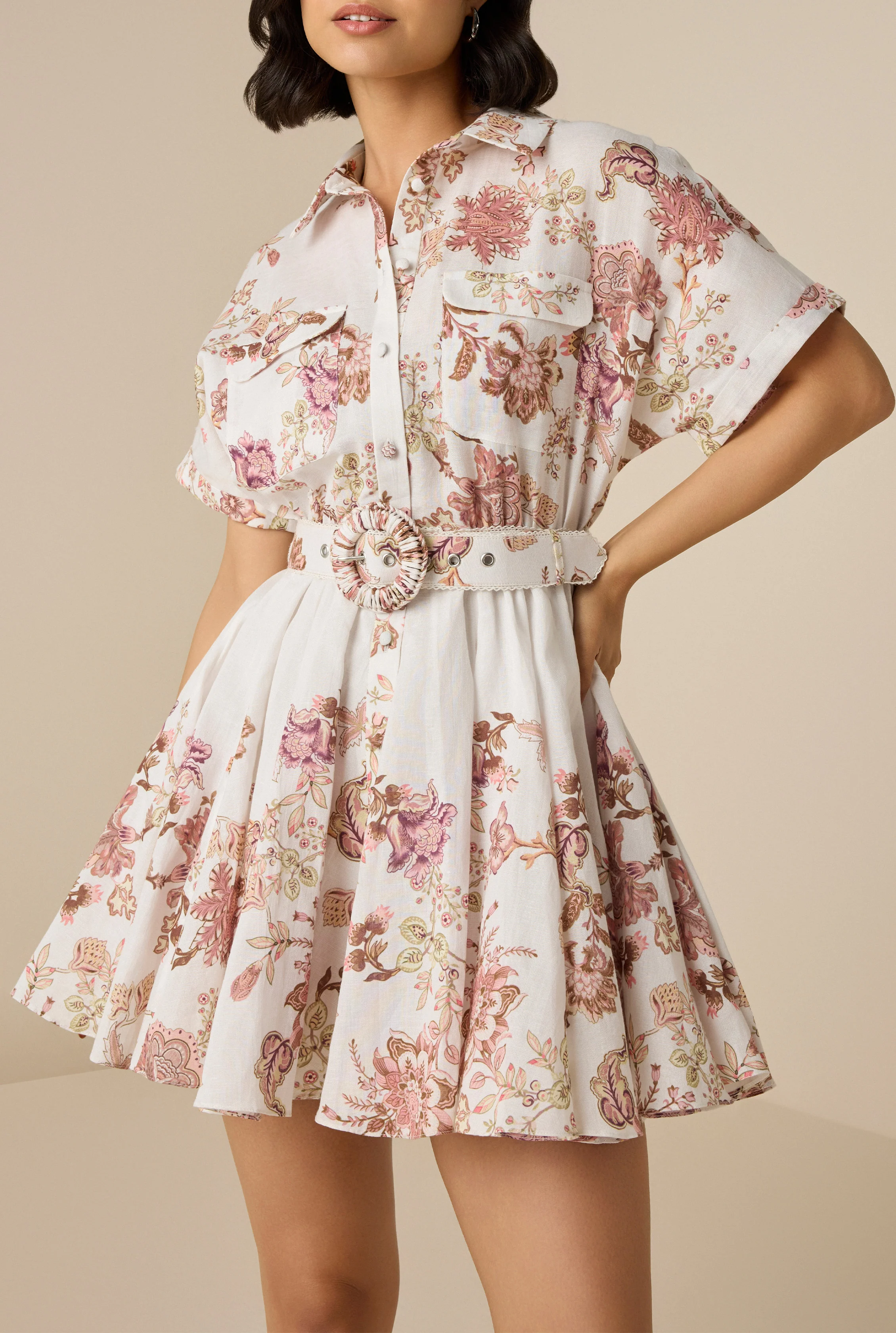Diza Belted Short Dress - Image 4