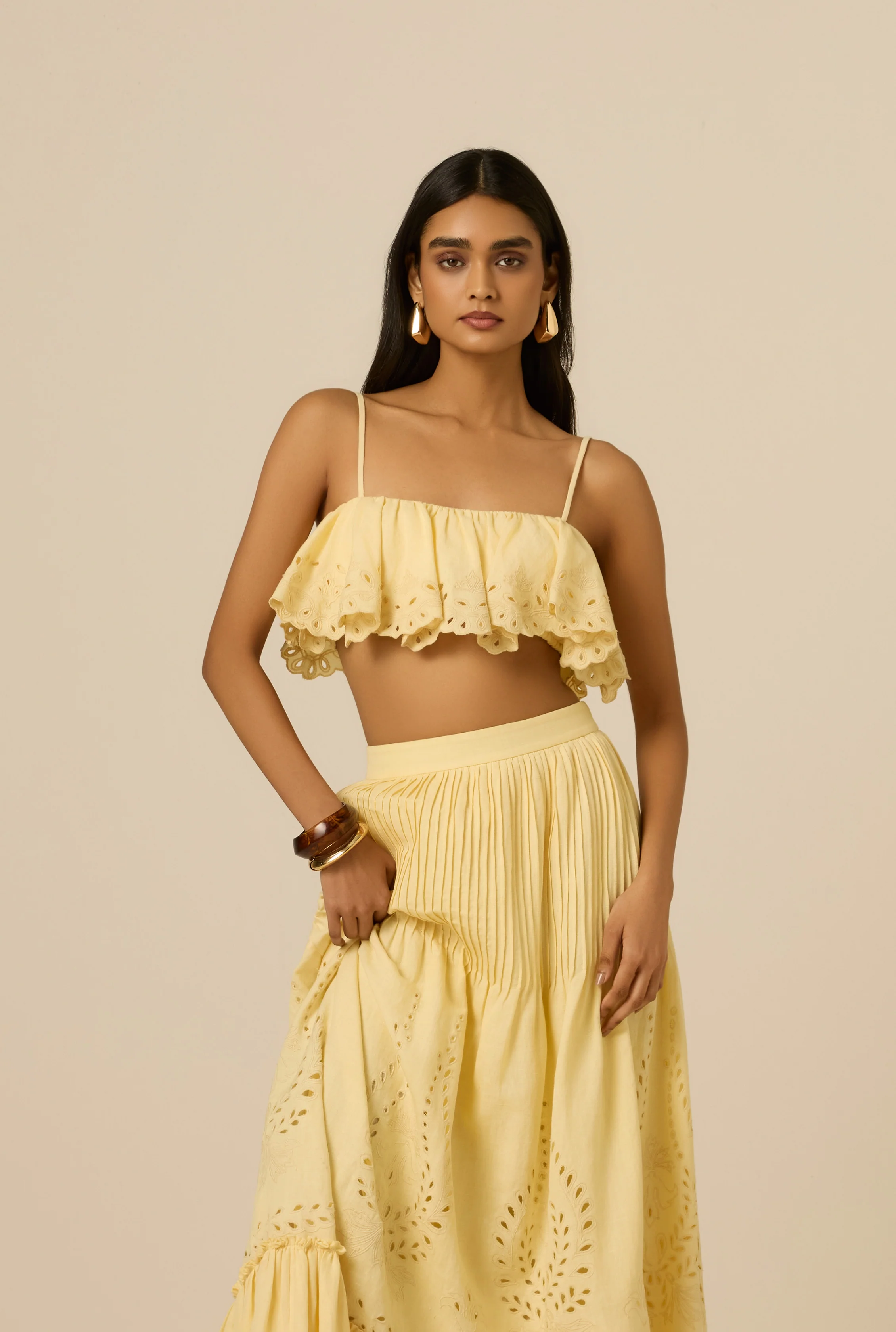 Kori Yellow Ruffle Bustier